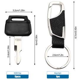 VooGenzek Pack of 5 Replacement Ignition Keys K250, Construction Machinery Keys, Universal Ignition Switch with Key Ring, Compatible with Kawasaki, Kobelco, Backhoe Loader, Wheel Loader