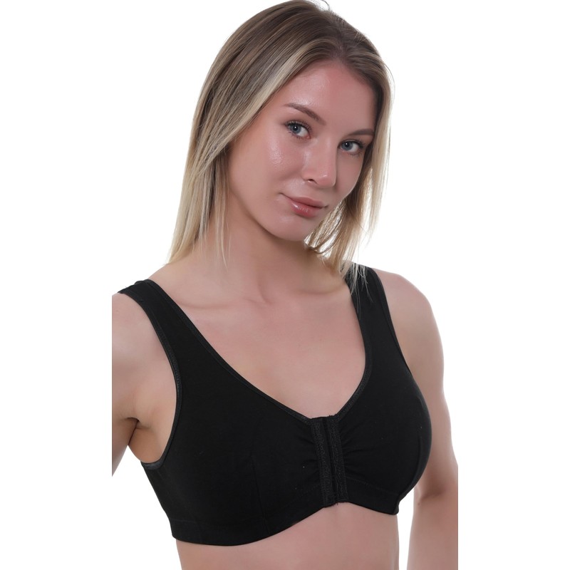 Gemm Womens's Front Fastening Mastectomy Bras with Pockets Non Wired