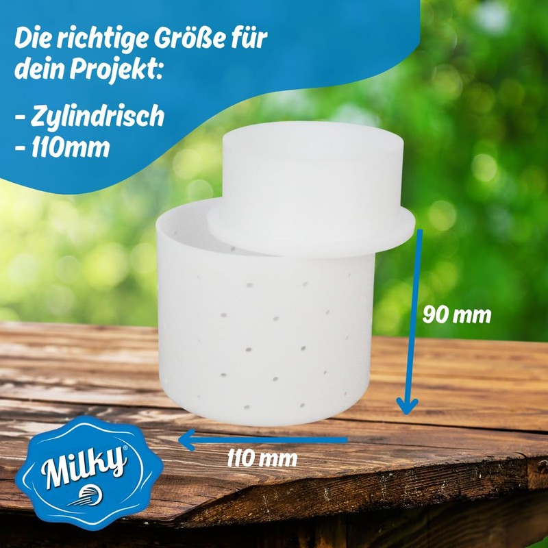 Milky Stampo per formaggio con coperchio pressato Ø 110 mm