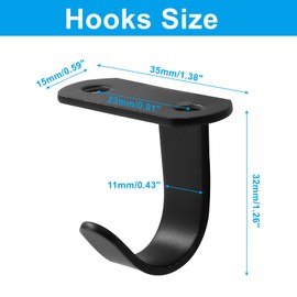 Piutouyar 12 Pack Black Screw Mounted Ceiling Hooks, Heavy Duty Under-Shelf Coat Hook, Stainless Steel Towel/Robe Clothes Hook Hanger for Cabinet, Kitchen, Cupboard, Bathroom