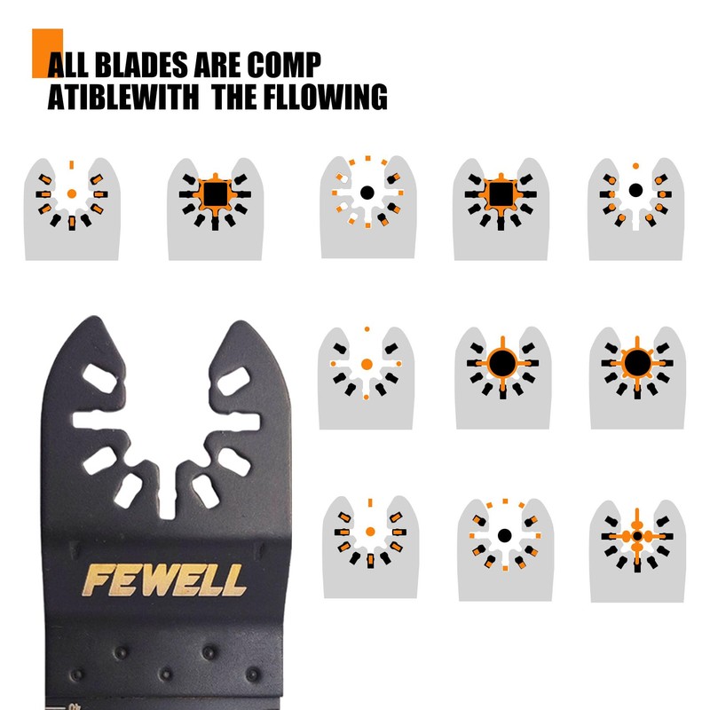 FEWELL 20PCS Titanium Oscillating Saw Blades, Universal Multitool Blades for