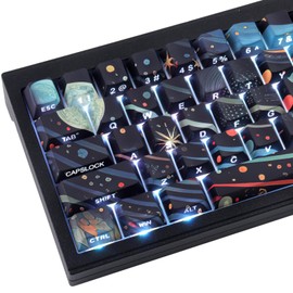 Side Print Keycaps - Shine Through Keycaps, Dye Sub & Double Shot, 128 Keys Cherry Profile Backlit Key Caps for 60 65 75 100 Percent Mechanical Magnetic Keyboard (Starry Sky V2)
