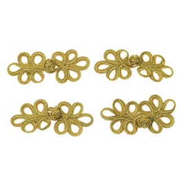 RLECS 10 Pairs Chinese Cheongsam Knots Frog Buttons Closure DIY Hand Sewing Fasteners Tang Suit Traditional Handcraft Decor Buttons, Gold