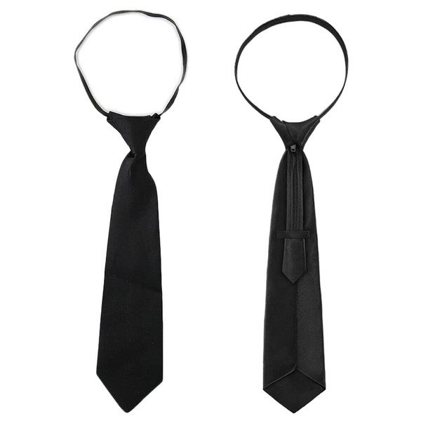 2PCS Pre-tied Adjustable Zipper Tie Boy Formal Zipper Necktie for