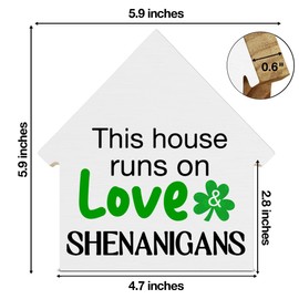 St. Patrick's Day Decor, Shamrock Decorations, House Shaped Wood Block Sign, Home Decor for Desk Table Shelf, St Patricks Day Decorations