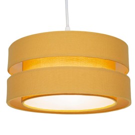 Contemporary Quality Mustard Ochre Linen Fabric Triple Tier Ceiling Pendant Light Shade | 60w Maximum | Designer Style | 26cm Diameter by Happy Homewares