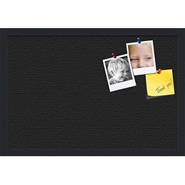 PinPix pin Cork Bulletin Board Made from Canvas, Classic Black Pattern 24 x 16 Inches (Completed Size) and Framed in Satin Black (PinPix-622)