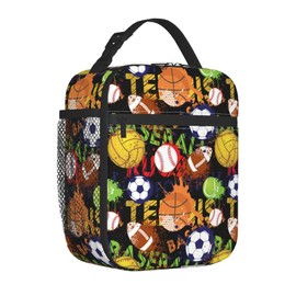Lhdlnn Soccer Lunch Bag Insulated Basketball Lunch Box for Women Men Portable Reusable Leakproof Tote Cooler Thermal Lunchbox for Work Picnic Travel