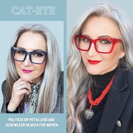 Gr8Sight 6 Pack Metalless Screwless Reading Glasses Spring Hinges Oprah Style Readers for Women +3.0