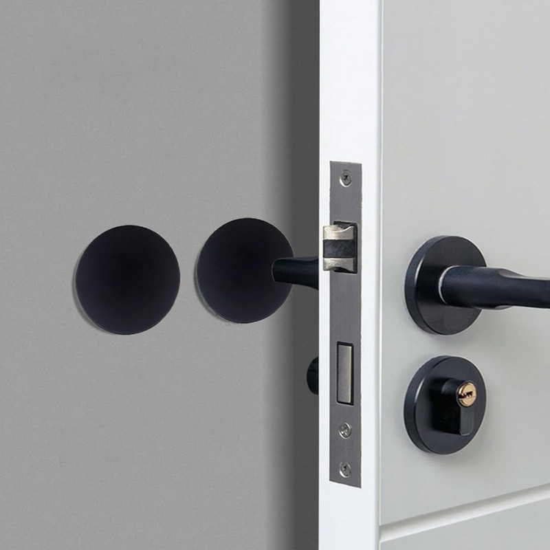 Topes de Puerta Autoadhesivos de Silicona Negro, Protector de Pared