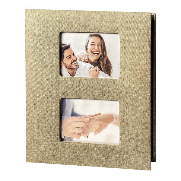 Uootach Photo Album Slip-in Album 6 Inch 10 x 15 200 Photos (50 Sheets/100 Pages, Can Hold 200 Photos) Large Linen Fabric Album, Photo Album for Family, Wedding, Birthday Gifts (Beige)