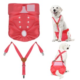 JUDIXY Reusable Dog Diapers Female Pack, One Small Washable Dog Diapers Female and One Dog Diaper Suspender, for Dog Period Small Size