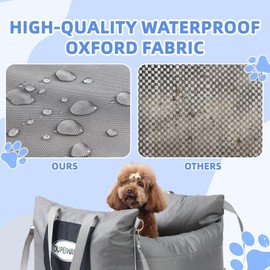 OUPEIWAWA Dog Car Seats for Small & Medium Dogs, Waterproof Dog Booster Seat with Storage Pockets Soft Travel Bed with Clip-On Safety Dogs Leash and Secure Straps Puppy Travel Carrier Bed，Gray