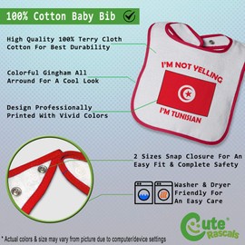 Custom Baby Bibs Burp Cloths I'm Not Yelling I Am Tunisian Tunisia Cotton Baby Items for Baby Girl & Boy White Red Design Only