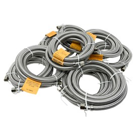 PROCURU 2-Pack 8-Ft Refrigerator Icemaker Hose 1/4" Comp x 1/4" Comp, Universal Refrigerator Connector for All Brands, Stainless Steel Braided Water Supply Line, Certified Safe