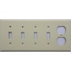 Ivory Wrinkle 5 Gang Wall Plate - 4 Toggle Switches