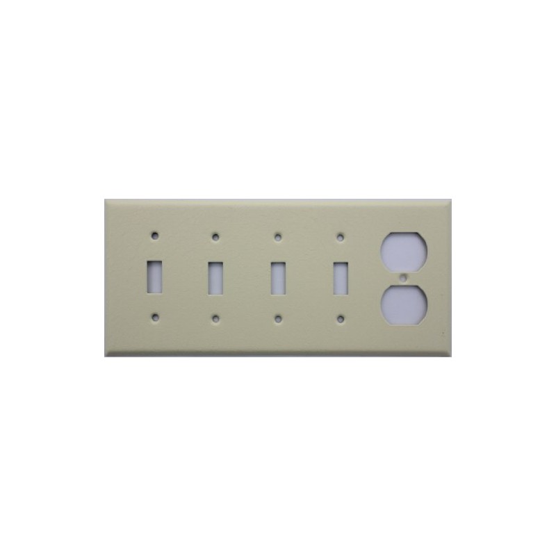 Ivory Wrinkle 5 Gang Wall Plate - 4 Toggle Switches