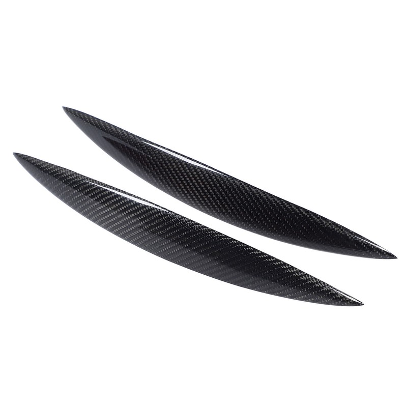 2pcs Carbon Fiber Headlight Eyebrows Left Right Glossy 3K Twill