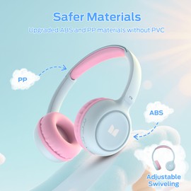 Monster Cute SK100 Kids Bluetooth Headphones, 85/94dB Safe Volume Limited, 60 Hours Playtime, Bluetooth 5.3, Over-Ear Toddler Headsets with Built-in Mic, Lightweight Wireless Headphones for Kids, Pink