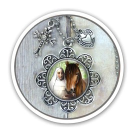 Horse and Rider Protection, Saint Ann Patron Saint of Equestrians, Feel Safe. Lovely Image Available in a Necklace, Saddle/Backpack Clip Key Ring, Purse Clip, or Keychain.