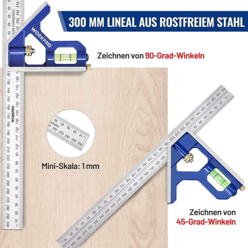 WORKPRO Try Square 300 mm & Triangular Carpenter's Square 180