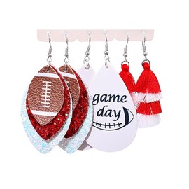 Football Earrings for Women Leather Football Drop Earring Colorful Sports Earrings Trendy Football Jewelry Gifts for Football Fan