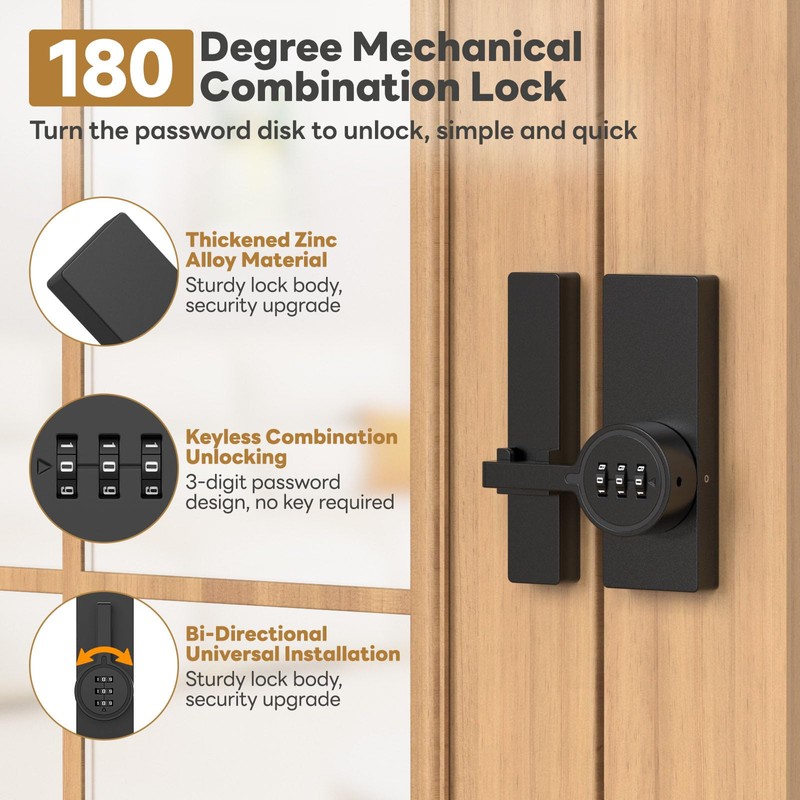 SecureLatch 180 Degree Flip Barn Door Lock, Password Keyless Adhesive