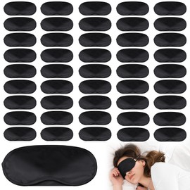 Aneco 50 Pieces Blindfolds Sleep Mask Bulk Eye Mask Shade Cover Blindfolds for Party Games with Nose Pad and Adjustable Strap for Travel Sleep Party Supplies, Black