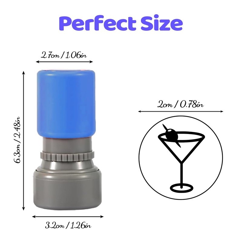 4 Pack Martini Stamp,4 Colors Premium Plastic Self Inking Rubber