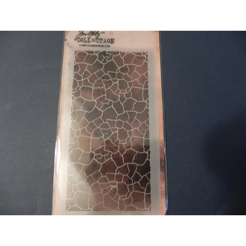Stampers Anonymous THS-039 Tim Holtz Layered Crackle Stencil, 4.125" X