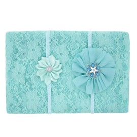 LDDCX Newborn Baby Lace Wrap Blanket and 2 pcs Beads Headband.Baby Photography Props (T1) (Mint)