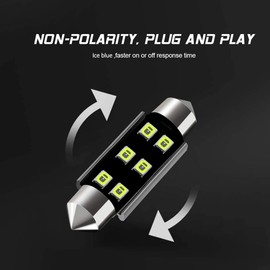 AUXLIGHT 211-2 212-2 578 569 214-2 41MM 1.61”Festoon Canbus Error Free LED Interior Light Bulbs Ice Blue, Super Bright 6SMD Chips for Dome Map Door Courtesy License Plate Lights (Pack of 6)