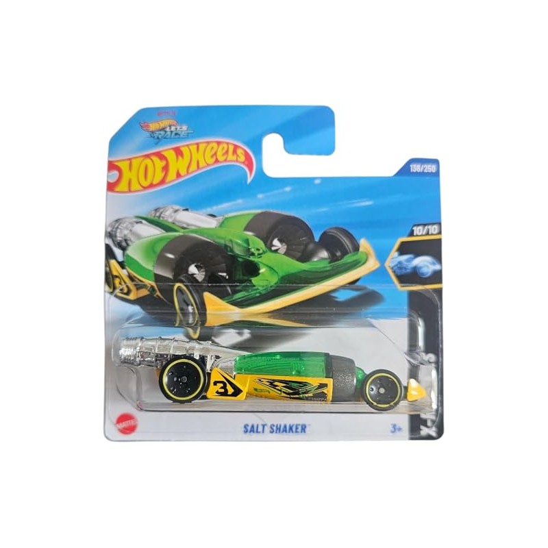 Hot Wheels Salt Shaker, Die-Cast Vehicle, Green and Yellow, 136/250