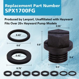 Lenporl 2-Pack Pool Pump Drain Plugs with 2 O-Rings & 2 Square Washers SPX1700FG, Compatible with Hayward Super Pump PowerFlo and MaxFlo Series Pool Pump Parts, Aftermarket Parts for Home Improvement