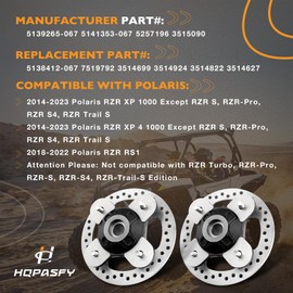 Front/Rear Wheel Hub Bearing Studs Brake Disc Rotor 2 Set Compatible with Polaris 2014-2023 RZR XP 1000, RZR XP 4 1000, 2018-2022 RZR RS1 Replace# 5139265-067