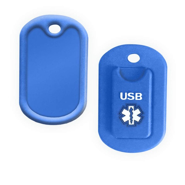 Medical Alert USB Holder and Dog Tag Silencer. Now Available in Black or Blue! (Blue)