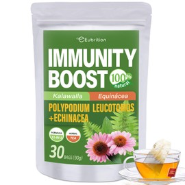 Eubrition Polypodium Leucotomos (Kalawalla) Immunity Boost Tea Bags, Natural Herbal w/Echinacea, Sarsaparilla Root Support Immune System, Te de Equinacea, Ñame Salvaje y Zarzaparrilla. 30 Bags