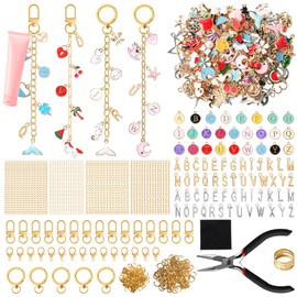 SUTROMA 776pcs Lip Gloss Keychain Making Kit with Charms - Bag Charm Kit with 228 Charms 20 Keychain Clips 60 Extender Chains & Jewelry Plier - DIY Jewelry Making Supplies for Keychains