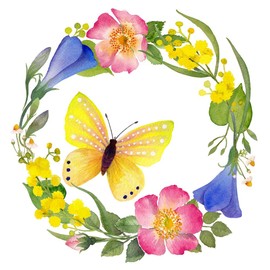 20 Napkins Butterfly in Spring Wreath, Table Decoration, Decoupage, Decoupage, 33 x 33 cm