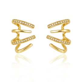 HAXIYA Gold Earrings for Women 14k Gold Plated Claw Earrings Cuff Hypoallergenic Ear Wrap Trendy Cubic Zirconia Stud Huggie Claw Dainty Unique Earring Jewelry Gift for Women