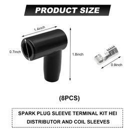 NYTKL 8 PCS Spark Plug Boot Terminal Kit, 90 Degree Distributor Ignition Boots Spark Plug Coil Terminals, Heat-Resistant Silicone Ignition Wire Boot Terminal Kit Fits 6-10mm Wires