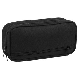 BATENGKEJI Pencil Case Black, Large Capacity Pencil Case Organiser with 2 Compartments, Black Pencil Pouch for Women Men, Portable Pen Maker Pen Pencil Bag, Office Stationery Organizer Bag