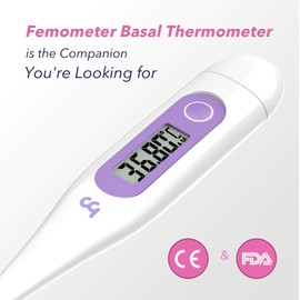 Femometer Digital Basal Body Thermometer Fertility Monitor Record BBT Manually, Draw BBT Chart Pinpoint Ovulation Day, High Accuracy Perfect Companion for Ovulation (Purple)