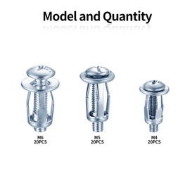 60 Pieces Cavity Metal Anchor, M4 M5 M6 Cavity Dowel Set, Jack Nuts Petal Nuts Hollow Wall Dowels, Expansion Dowels, Metal Hollow Wall Anchor, Heavy Duty for Thin Walls, Cavity Doors, Cavity Fixing