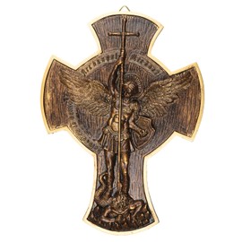 Needzo Saint Michael The Archangel Wall Cross, Defend Us in Battle Catholic Home Decor, 9.75 Inches