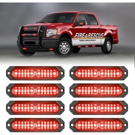 Sync Feature Safety Warning Flashing Light, Ultra Slim Surface Mount Hazard Caution Lights for Trucks Vehicles Car ATV UTVLight Color: Red