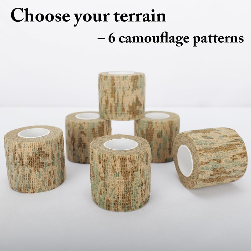 Jalarox 6 Pack Camo Tape, Camouflage Wrap Self-Adhesive for Hunting