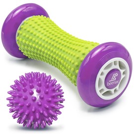 Beenax Foot Massage Roller and Hard Spiky Ball Set - Plantar Fasciitis Recovery, Muscle Roller Stick, Fascia, Feet, Trigger Point, Exercise - Relieve Stress and Relax Tight Muscles