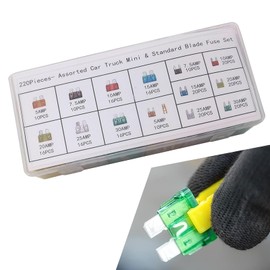 Eratus 220 PCS Auto Blade Fuse Parts Assortment Combination Kit, Multi-Specification Color Coding Quick Identification of Plug-in Fuses with Fuse Extraction Clip, Replacement Parts (Multicolored)