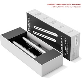 Juego de enfriadores de vino y varillas de enfriamiento + cortador de aluminio, tapón, libro electrónico – Barra enfriadora de botellas de acero inoxidable 3 en 1 de alta calidad, aireador decantador